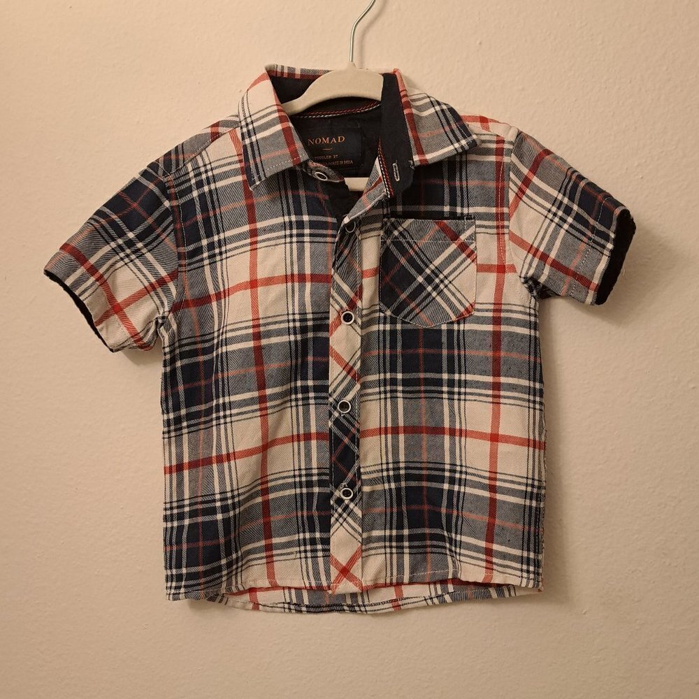 Nomad Toddler Plaid Button Down Short Sleeve Shirt Size 3T